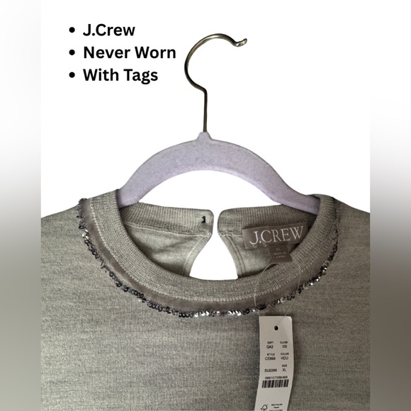J. Crew Sweaters - J. Crew Gray Embellished Sweater